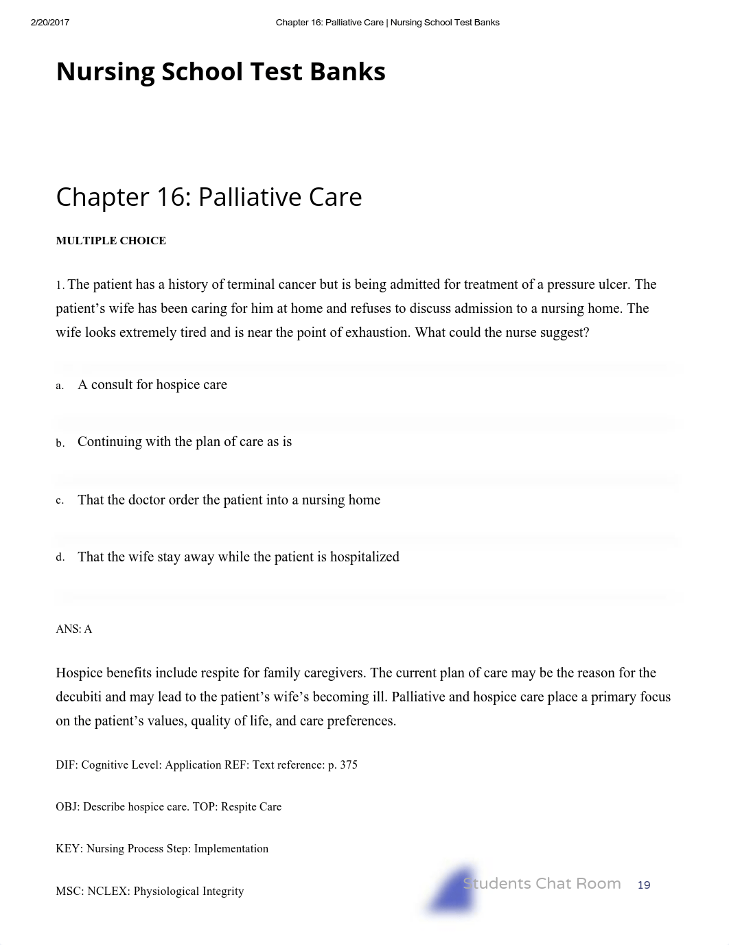 Chapter 16_ Palliative Care _ Nursing School Test Banks_dyd2zymtoen_page1