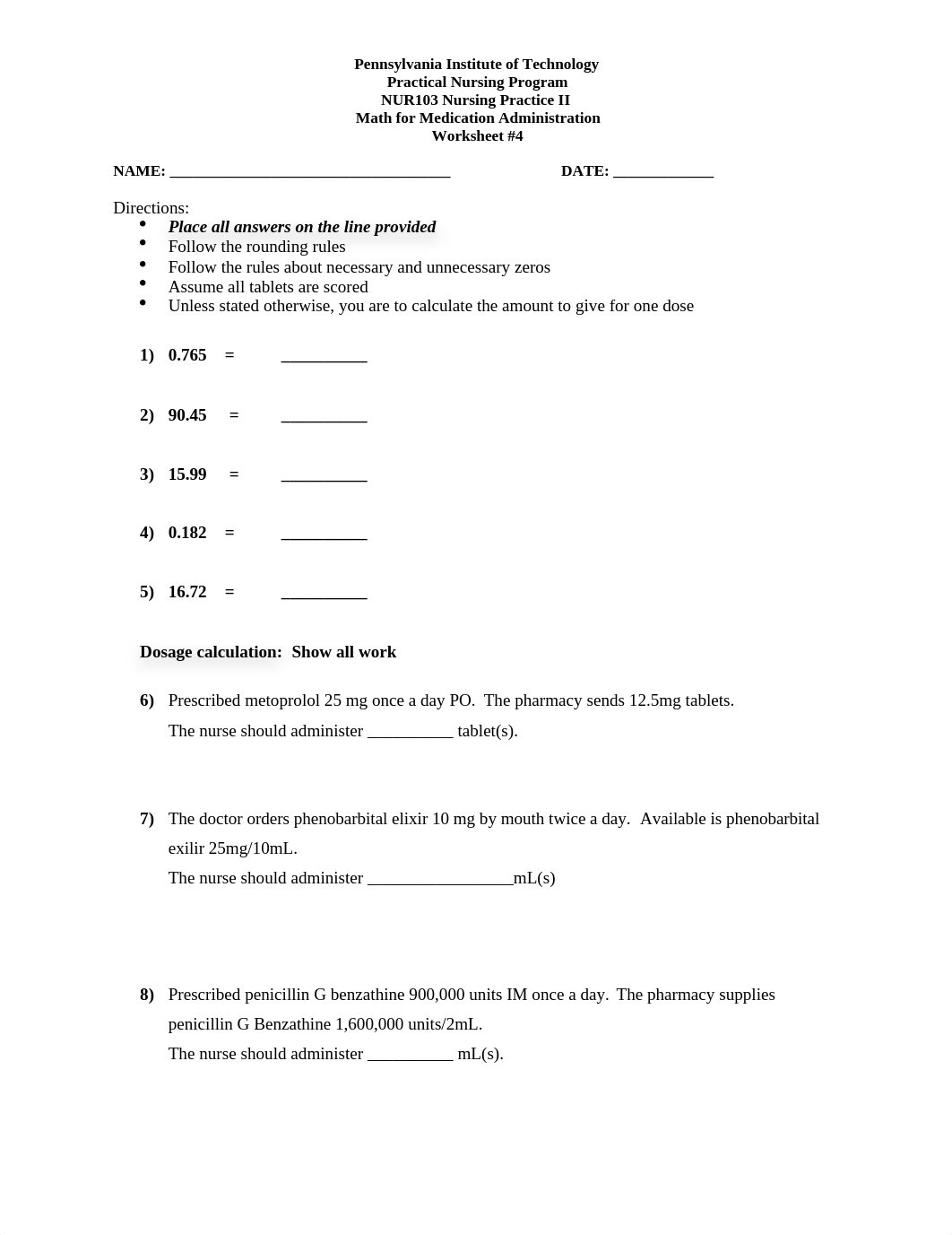 NUR103 Math for medication administration worksheet 4.docx_dydup5gxqc7_page1