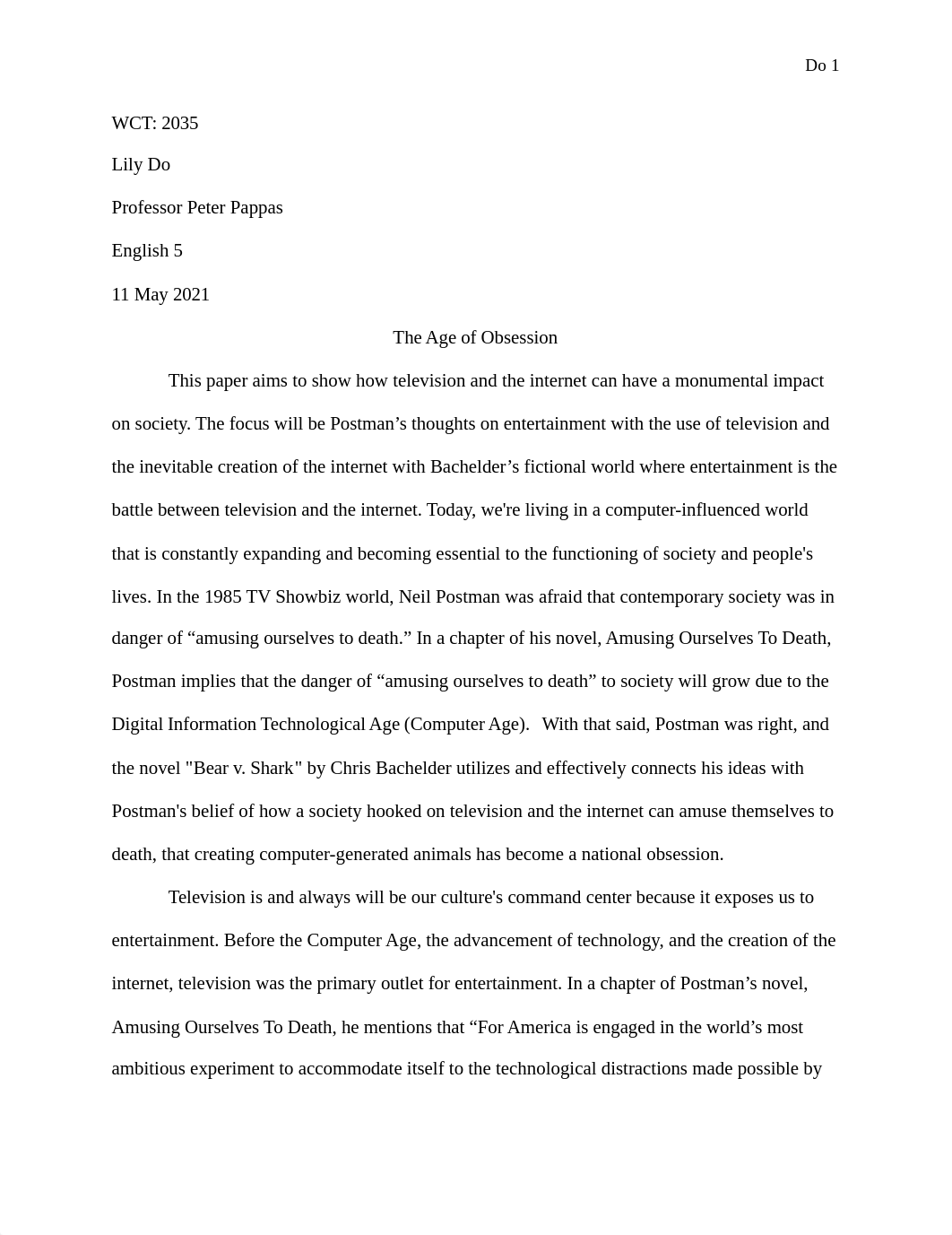 Bear v. Shark Essay.pdf_dydut7wncb6_page1