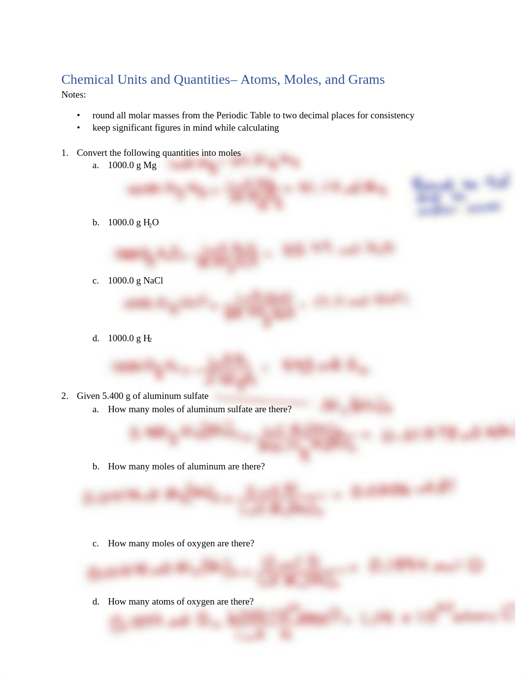 Chemical quantitites worksheet Atoms Moles Grams - KEY.pdf_dyfacutsy41_page1