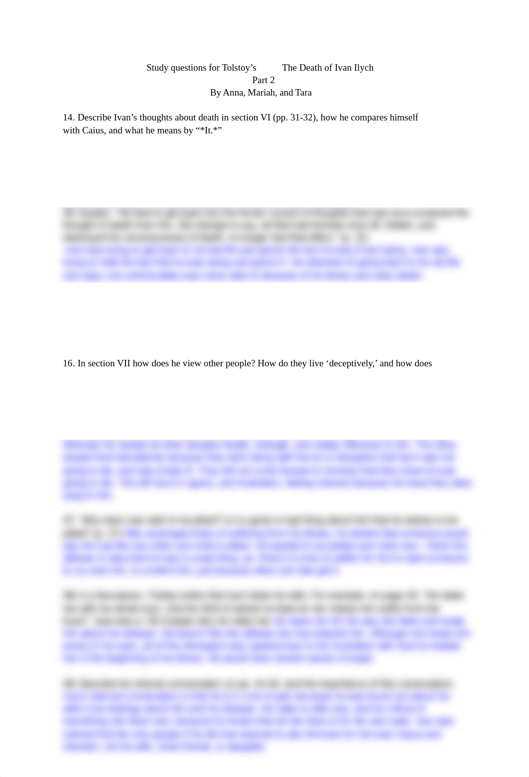 Study questions 2 for Tolstoy's The Death of Ivan Ilych.docx_dygdjirgg64_page1