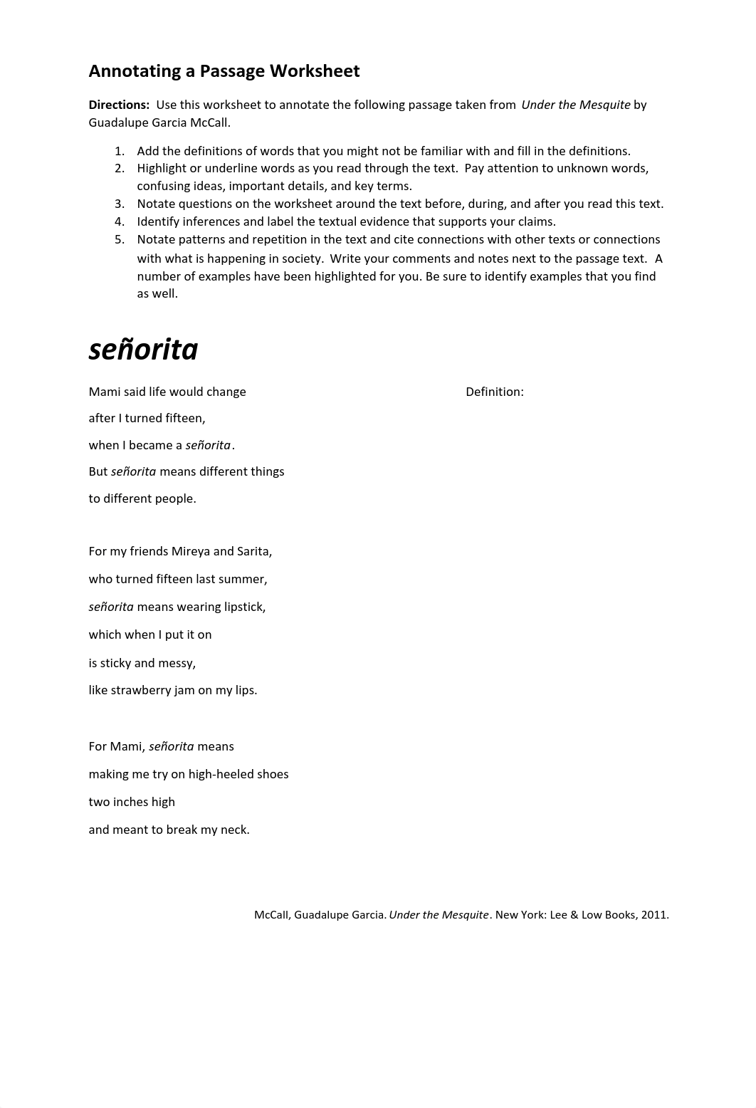 A1.8 LLR for Unit Activity Annotated Passage_Under the Mesquite WORKSHEET.pdf_dygjhzgqaa9_page1