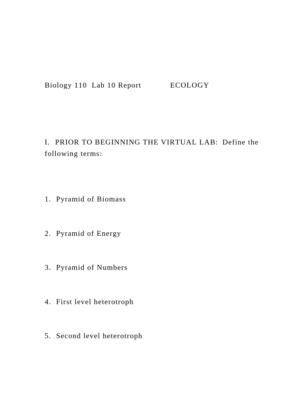 Biology 110  Lab 10 ReportECOLOGYI.  PRIOR TO BEGI.docx_dygqpo9dwrd_page2