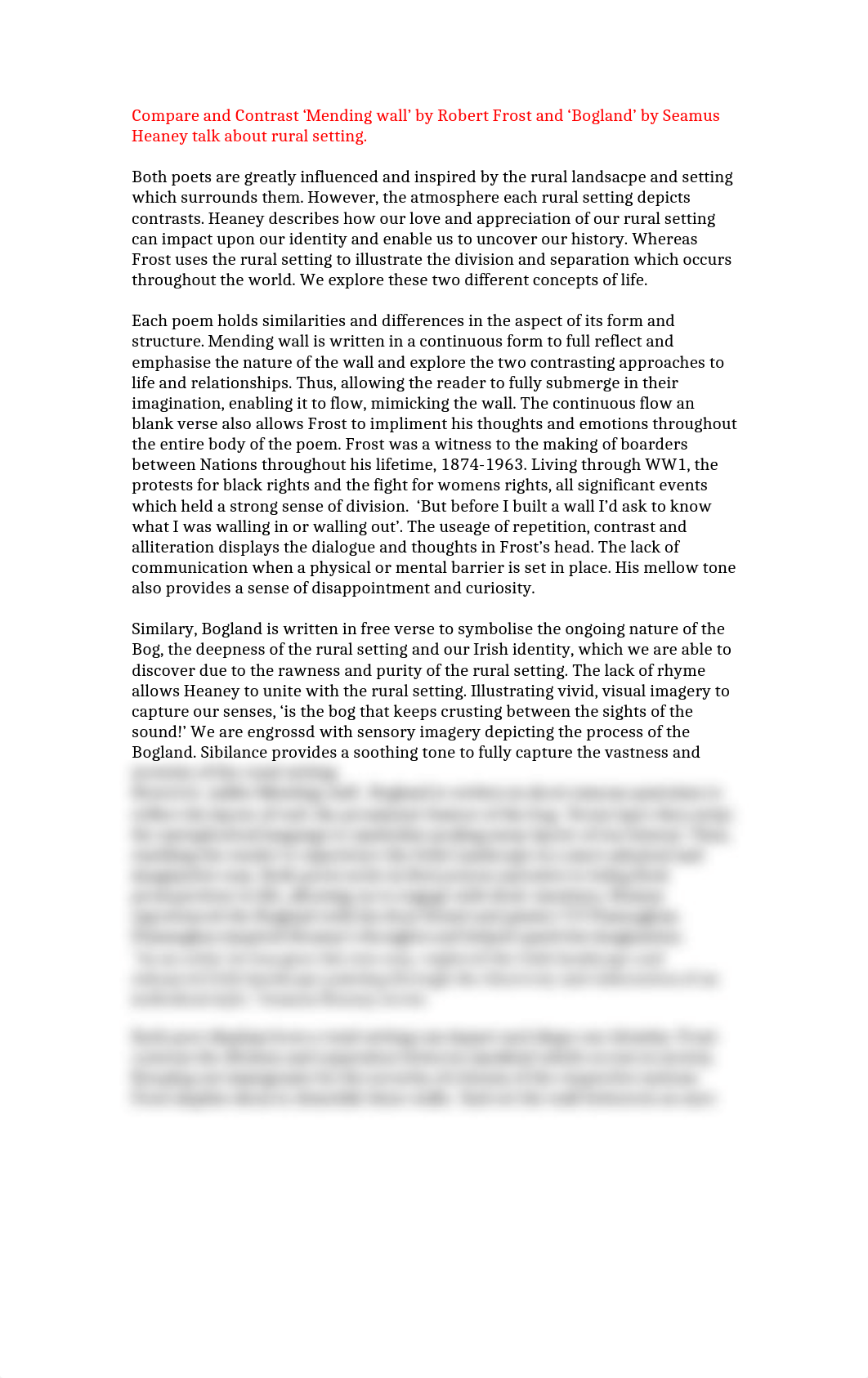 Compare and Contrast 'Mending wall' by Robert Frost and 'Bogland' by Seamus Heaney talk about rural_dygrdxcrj3a_page1