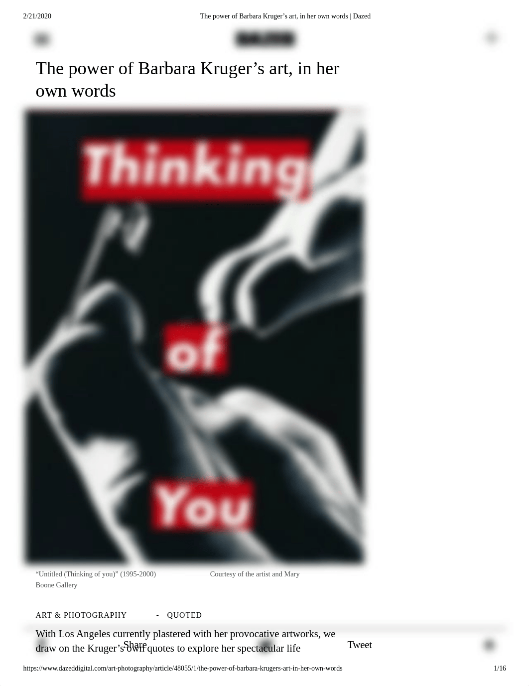 The power of Barbara Kruger's art, in her own words _ Dazed.pdf_dygwm2efdep_page1