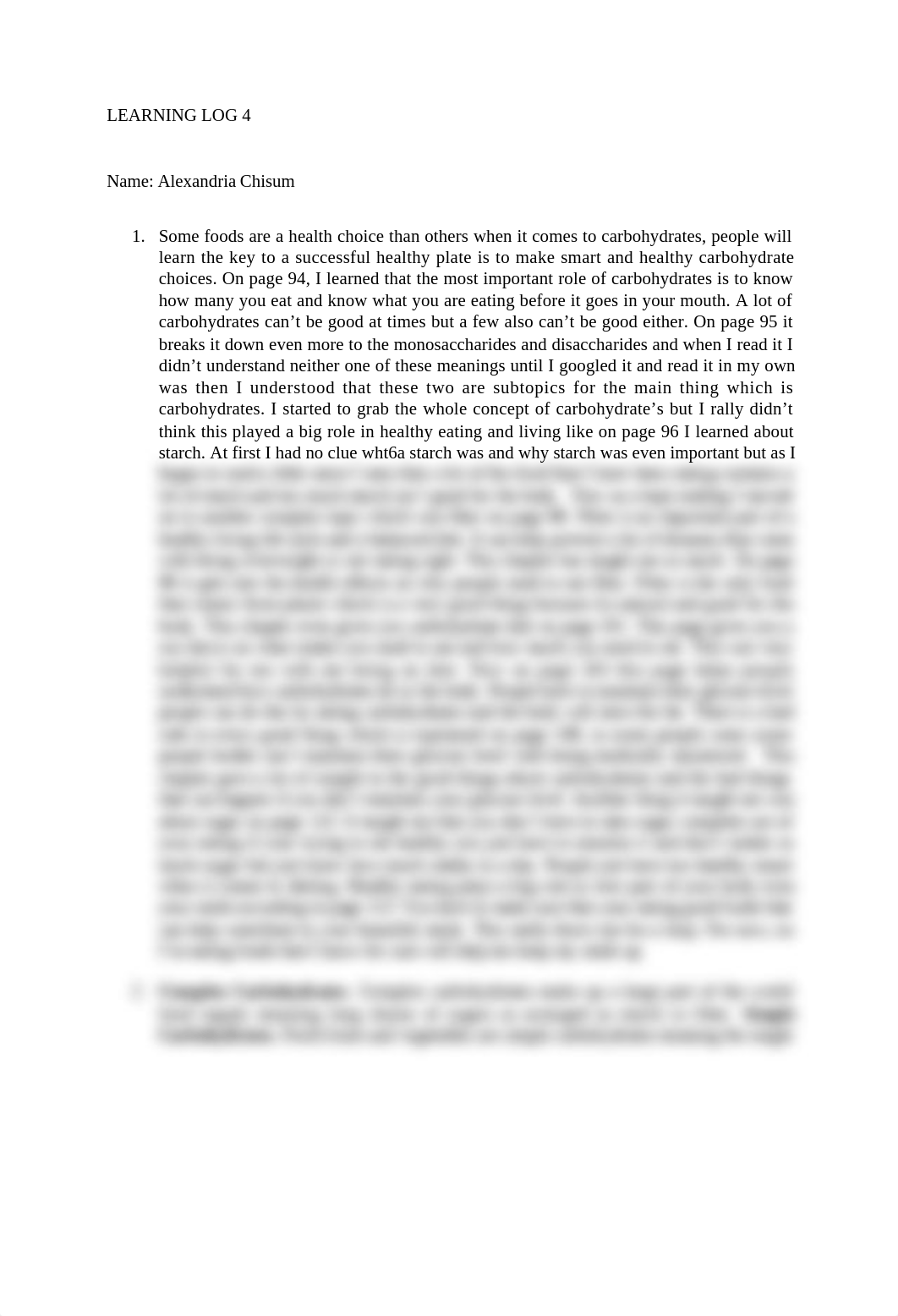 Learning Log 4 Carbohydrates Sugar, Starch and Fiber_dyh4h0cge8x_page1