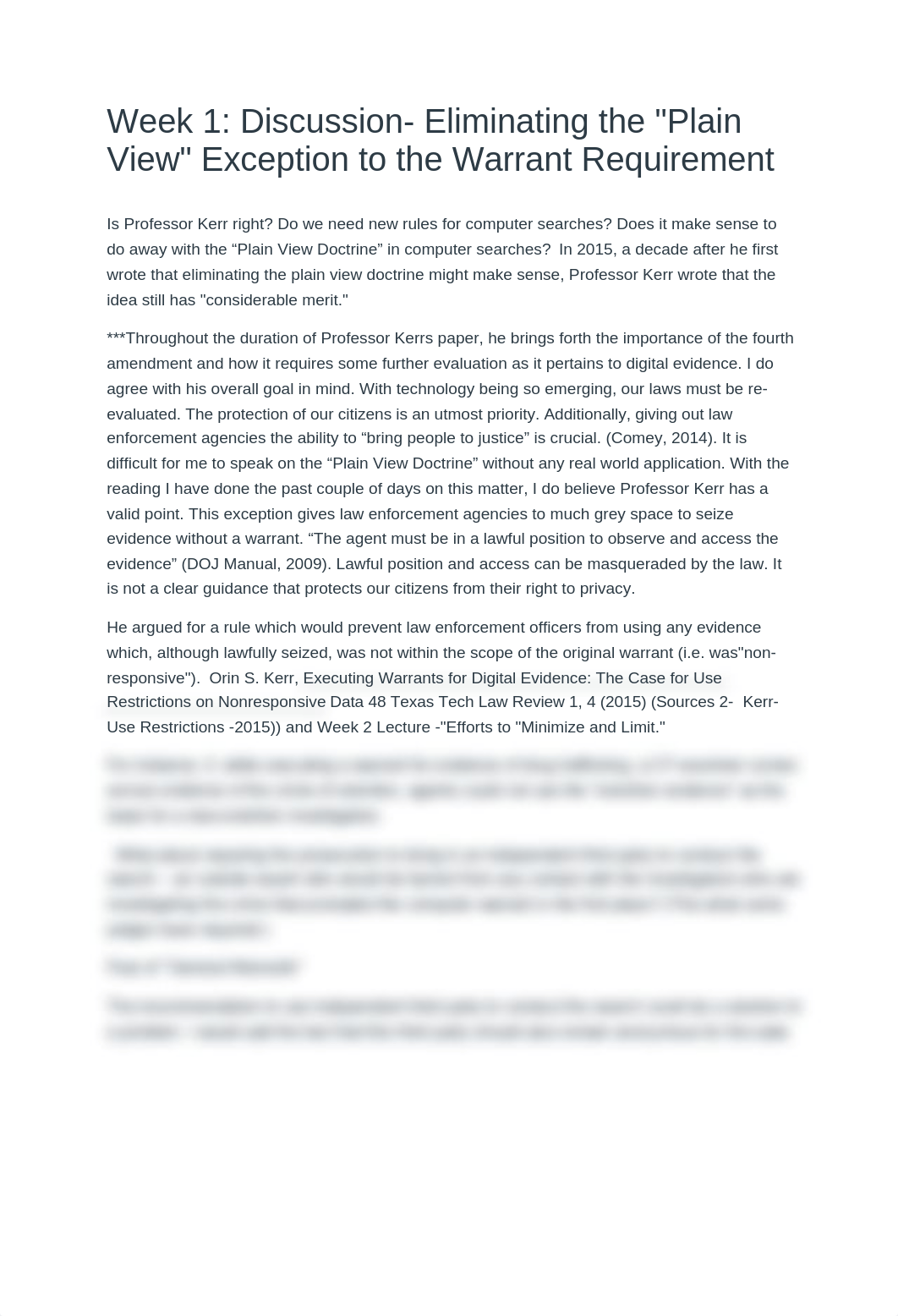 Week 1_ Discussion- Eliminating the _Plain View_ Exception to the Warrant Requirement.docx_dyhxloimcw0_page1