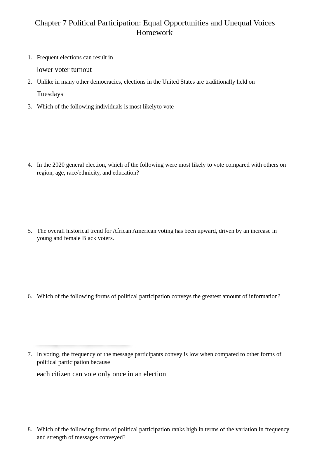 Chapter 7 Political Participation-Equal Opportunities and Unequal Voices Homework.docx_dyiaw9zczf9_page1