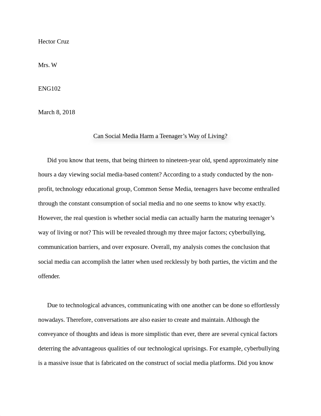 Essay 2 Final Draft Social Media ENG - Hector Cruz.docx_dyilmn7qznv_page1