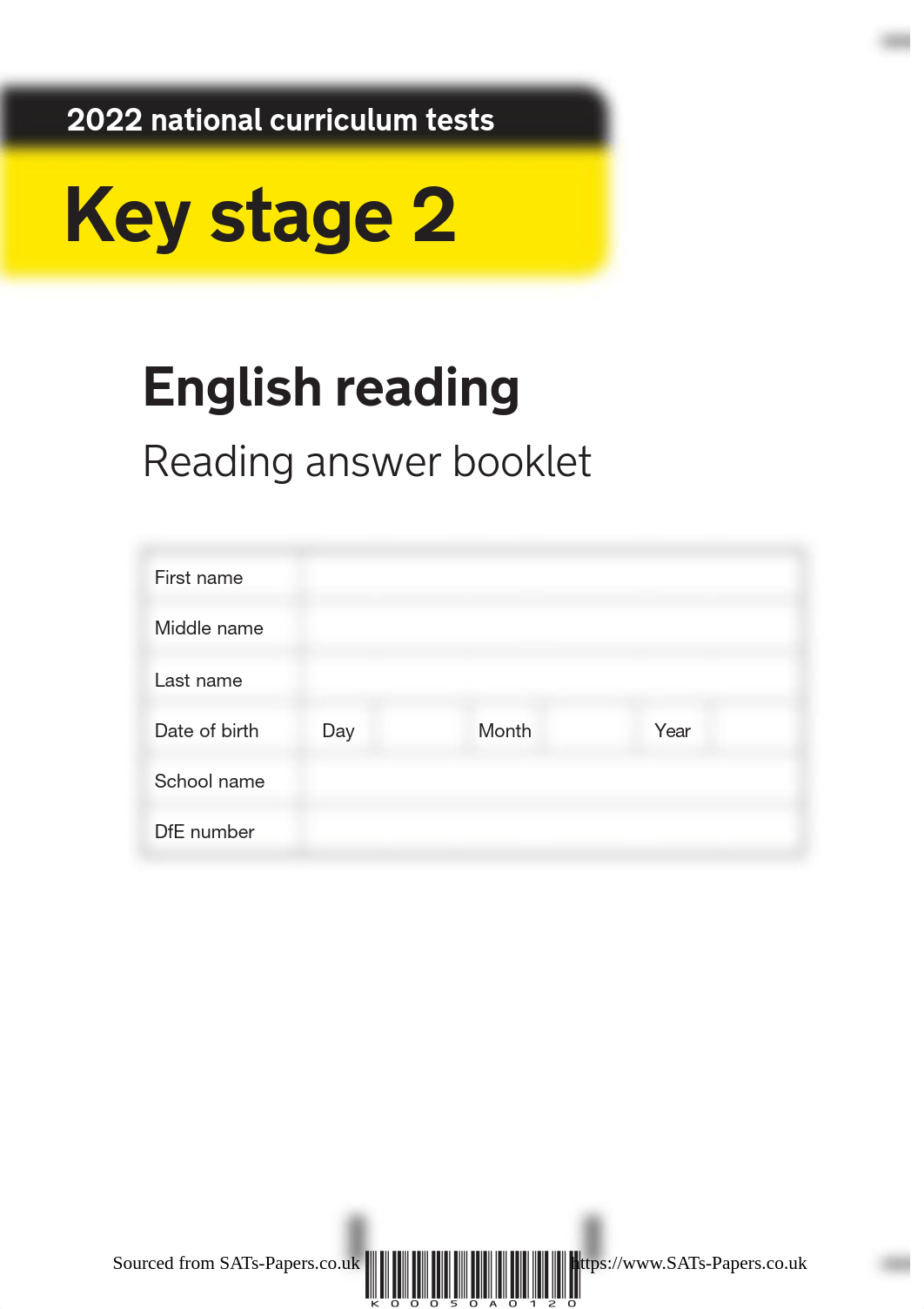 KS2 English 2022 Reading Answer Booklet.pdf_dyk6xzqnfpe_page1