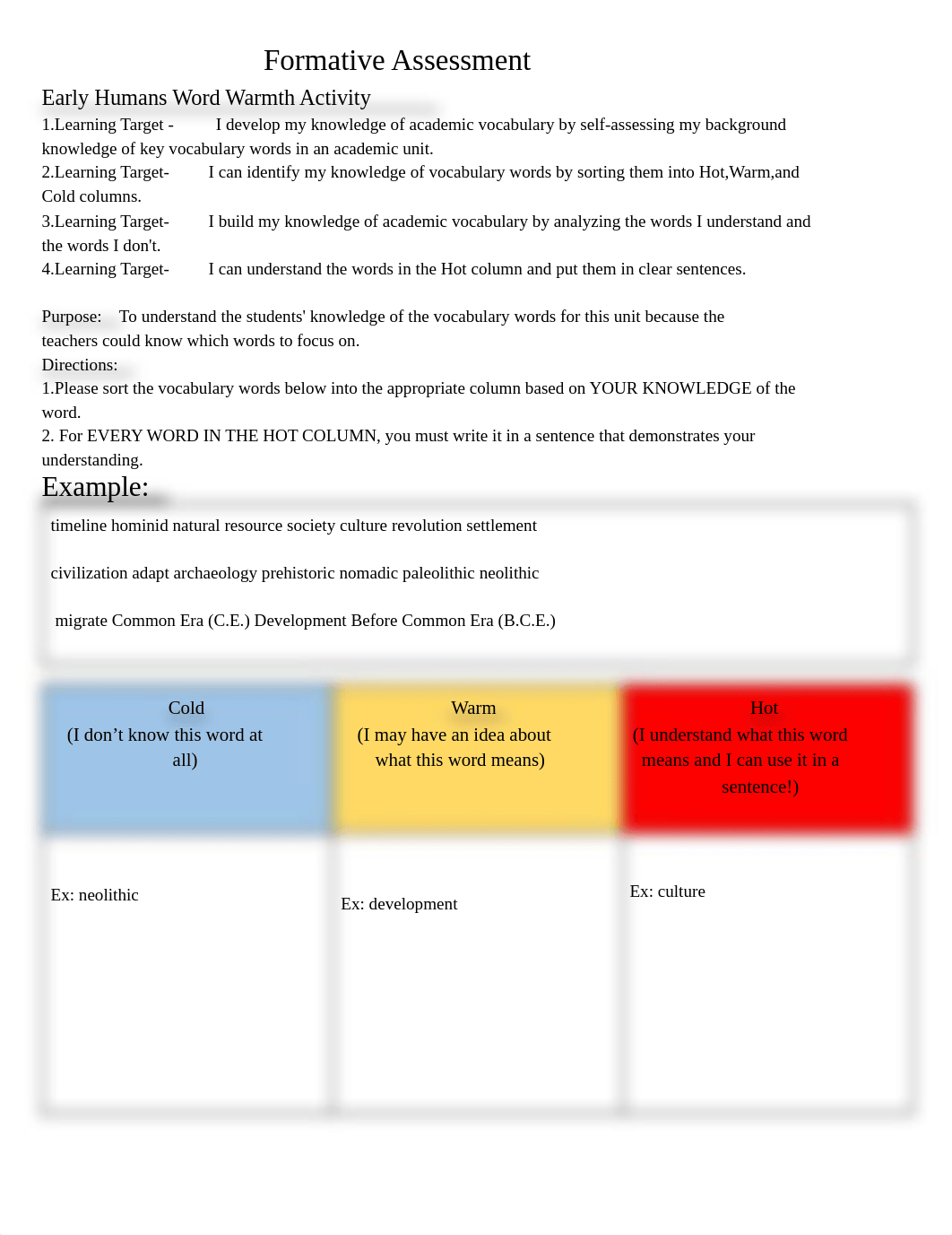 Laura Zoma Formative Assesment example_ Early Humans Word Warmth.pdf_dykj7hoe2eq_page1