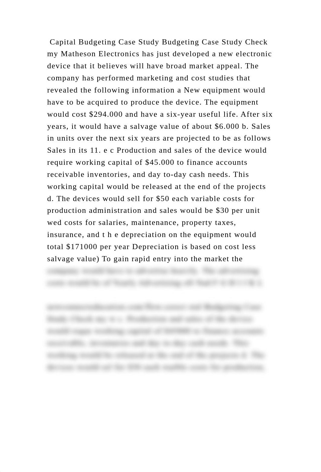 Capital Budgeting Case Study Budgeting Case Study Check my Matheson E.docx_dykt6u094mq_page2