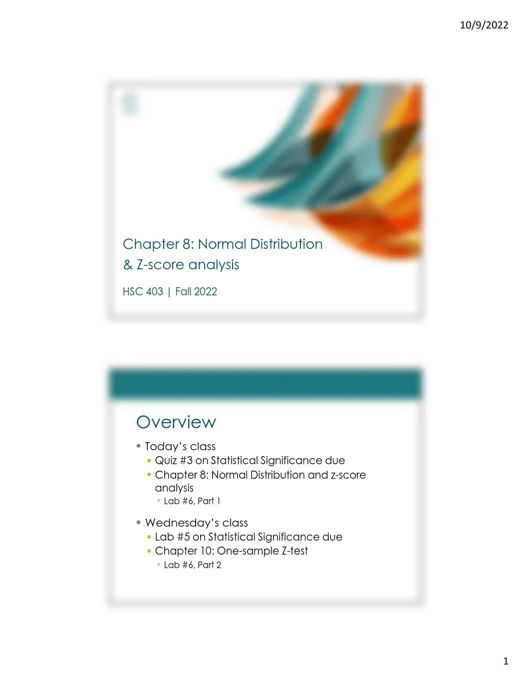 HSC 403-02 F22 - Week 08a - Normal Distribution.pdf_dykybd8qu71_page1