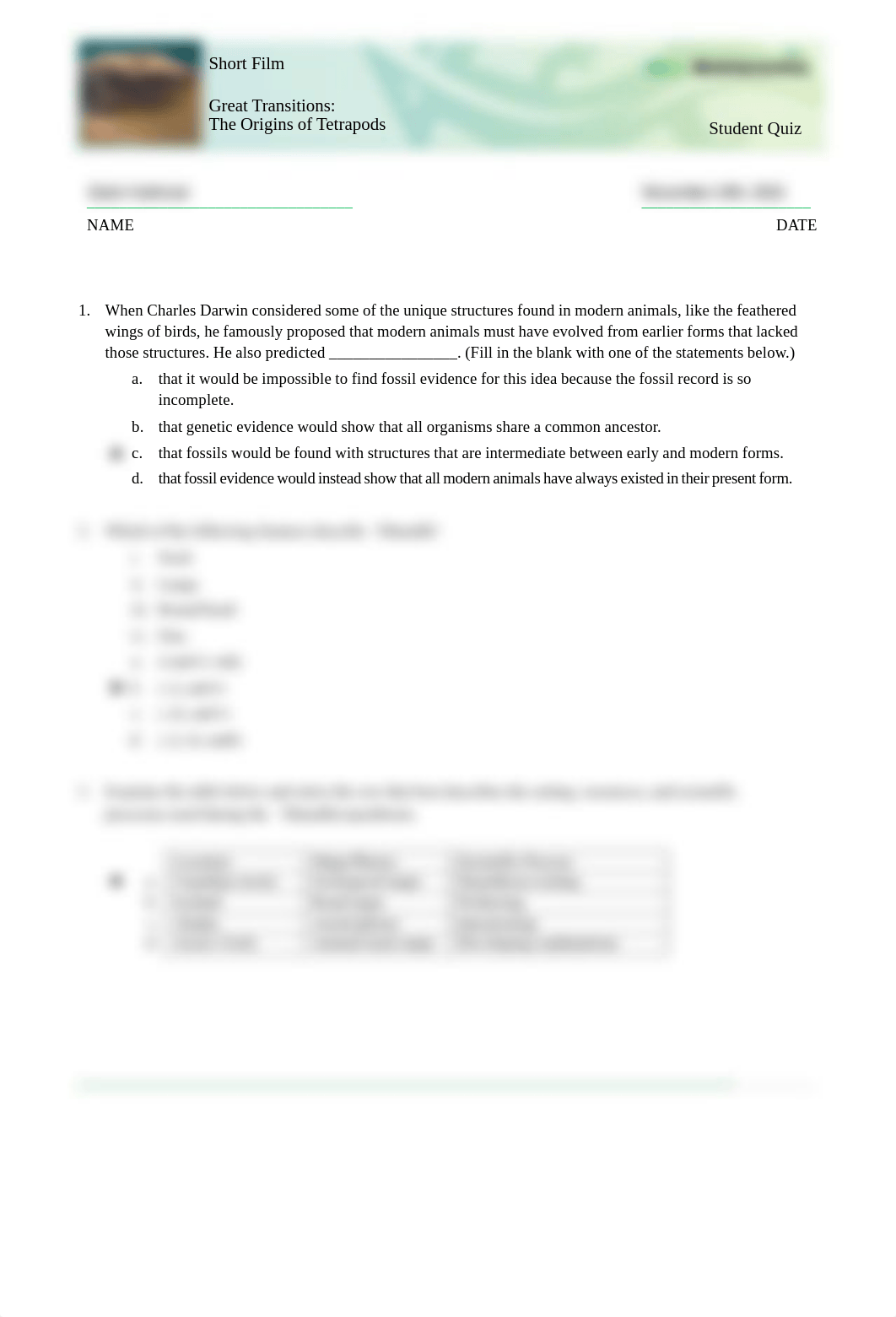 Origin of tetrapods worksheet (1).pdf_dykz70b5bu2_page1