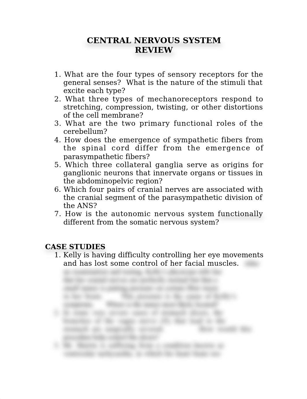 CENTRAL NERVOUS SYSTEM Class Exercise_dyljgqi8sb9_page1