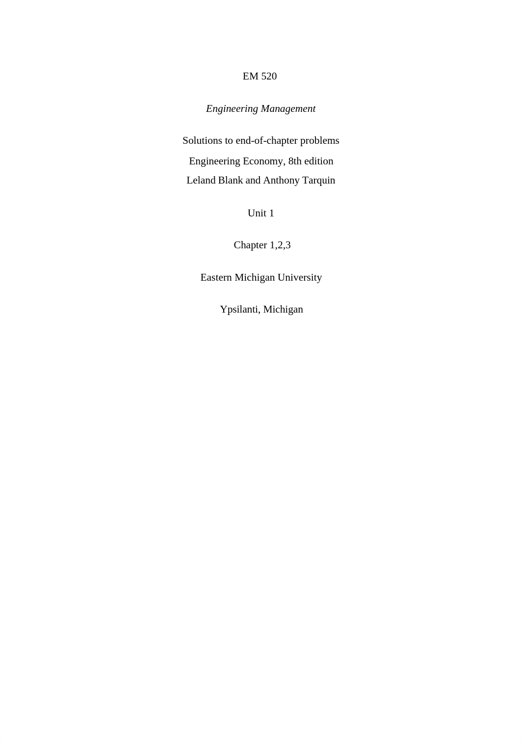 Engineering Management (chapter 1,2,3)| EM 520 | East Michigan University | Solutions to questions ._dylpc4surxb_page1