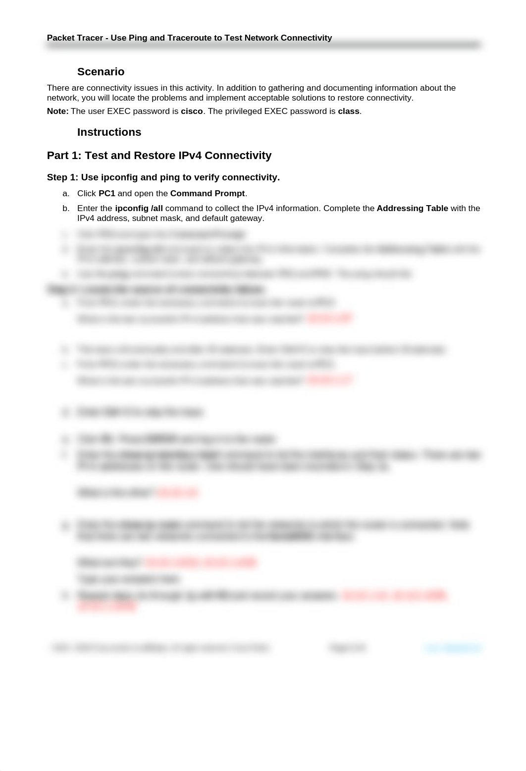 13.2.7 Packet Tracer - Use Ping and Traceroute to Test Network Connectivity.docx_dyn97xen3j0_page2