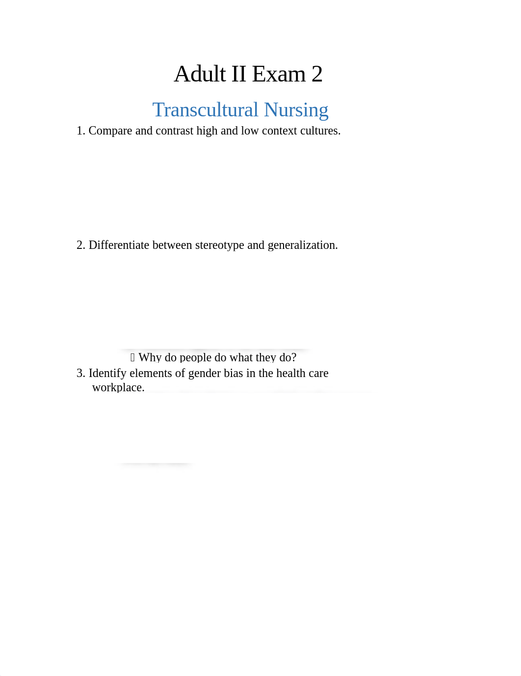 Adult II Exam 2 transcultural nursing.docx_dynf357bp3y_page1