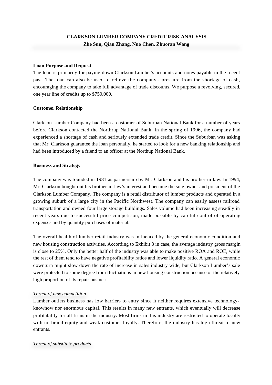 Clarkson Lumber_Credit Analysis_dyon727njc7_page1