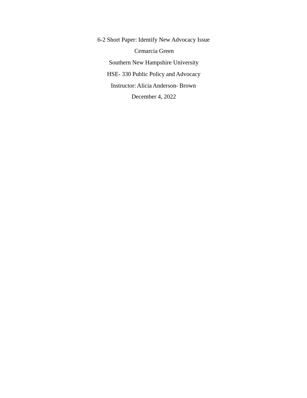 HSE330 6-2 Short Paper Identify New Advocacy Issue.docx_dypwnm403ze_page1