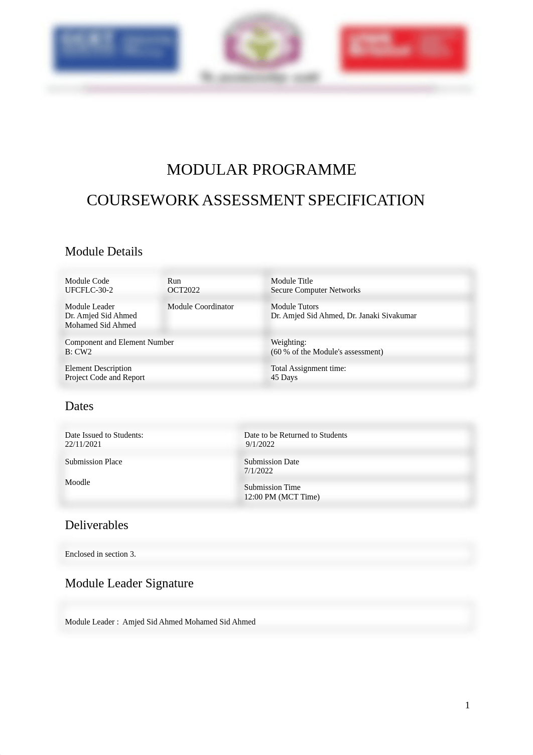 UFCFLC-30-2- Secure Computer Networks - CW-2 Assessment Specification .pdf_dyq74wo307z_page1