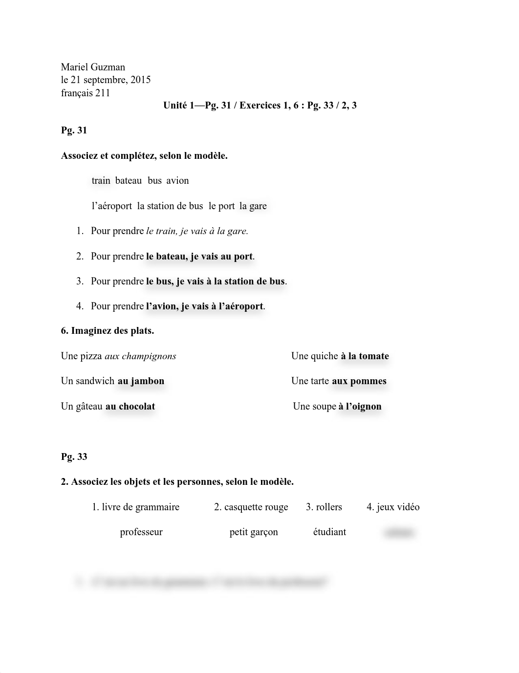 French 211--Unité 1—Pg. 31 _ Exercices 1, 6 _ Pg_dyq7ua4nljy_page1