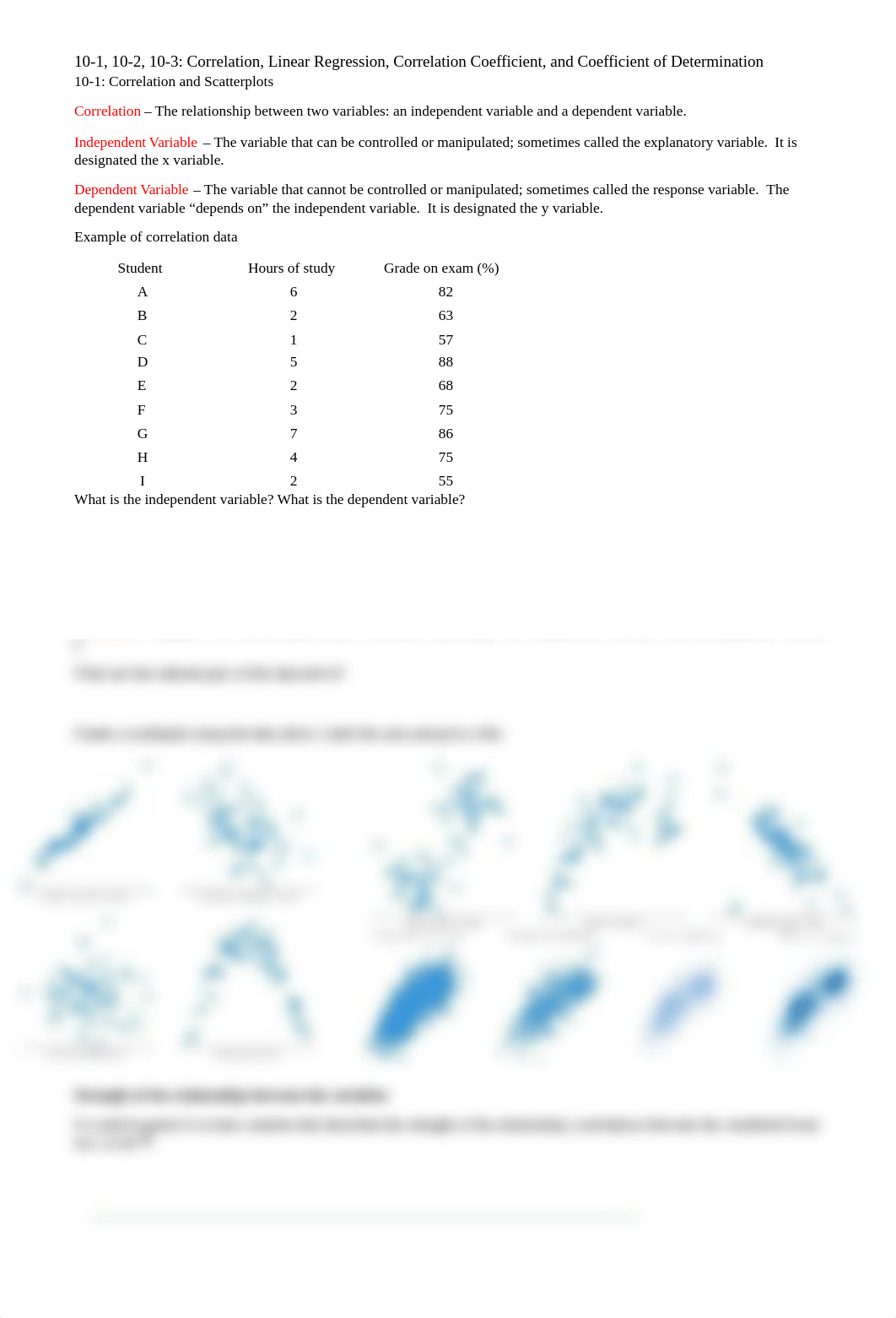 Math 115 10-1, 10-2, 10-3 Correlation, Regression, Correlation Coefficient, Coefficient of Determina_dyqkjx1j7o3_page1