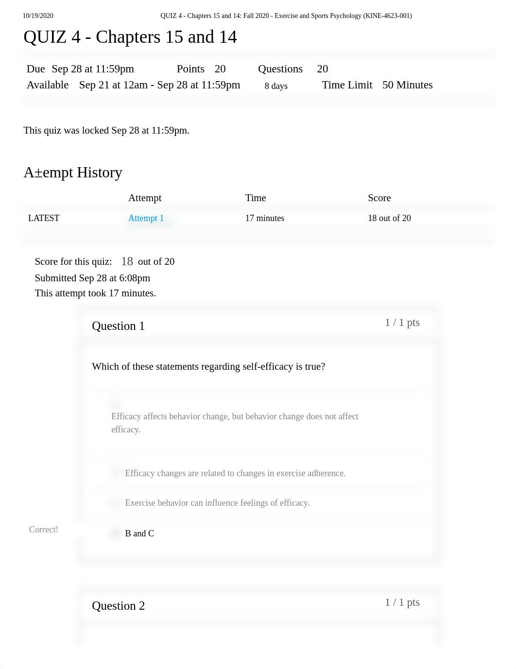 QUIZ 4 - Chapters 15 and 14_ Fall 2020 - Exercise and Sports Psychology (KINE-4623-001).pdf_dys9bynh1lq_page1