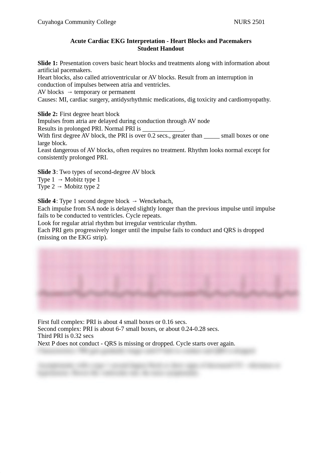 EKG Interpretation - Heart Blocks_Pacemakers_Student Handout RevFall16(1)(2).pdf_dysh5us0s85_page1