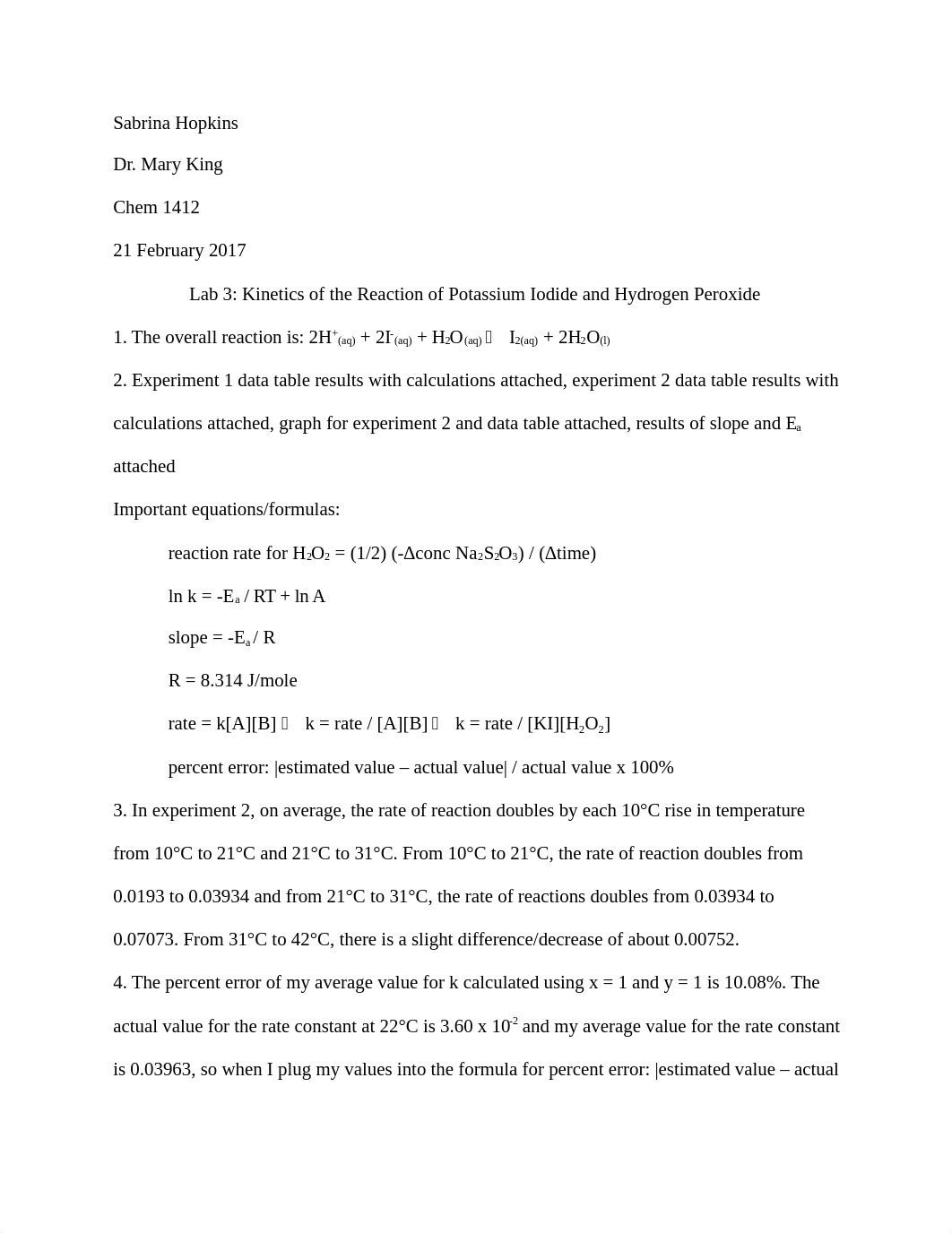 Hopkins, Sabrina Lab 3- Kinetics of the Reaction of Potassium Iodide and Hydrogen Peroxide.docx_dysms7fnw6c_page2