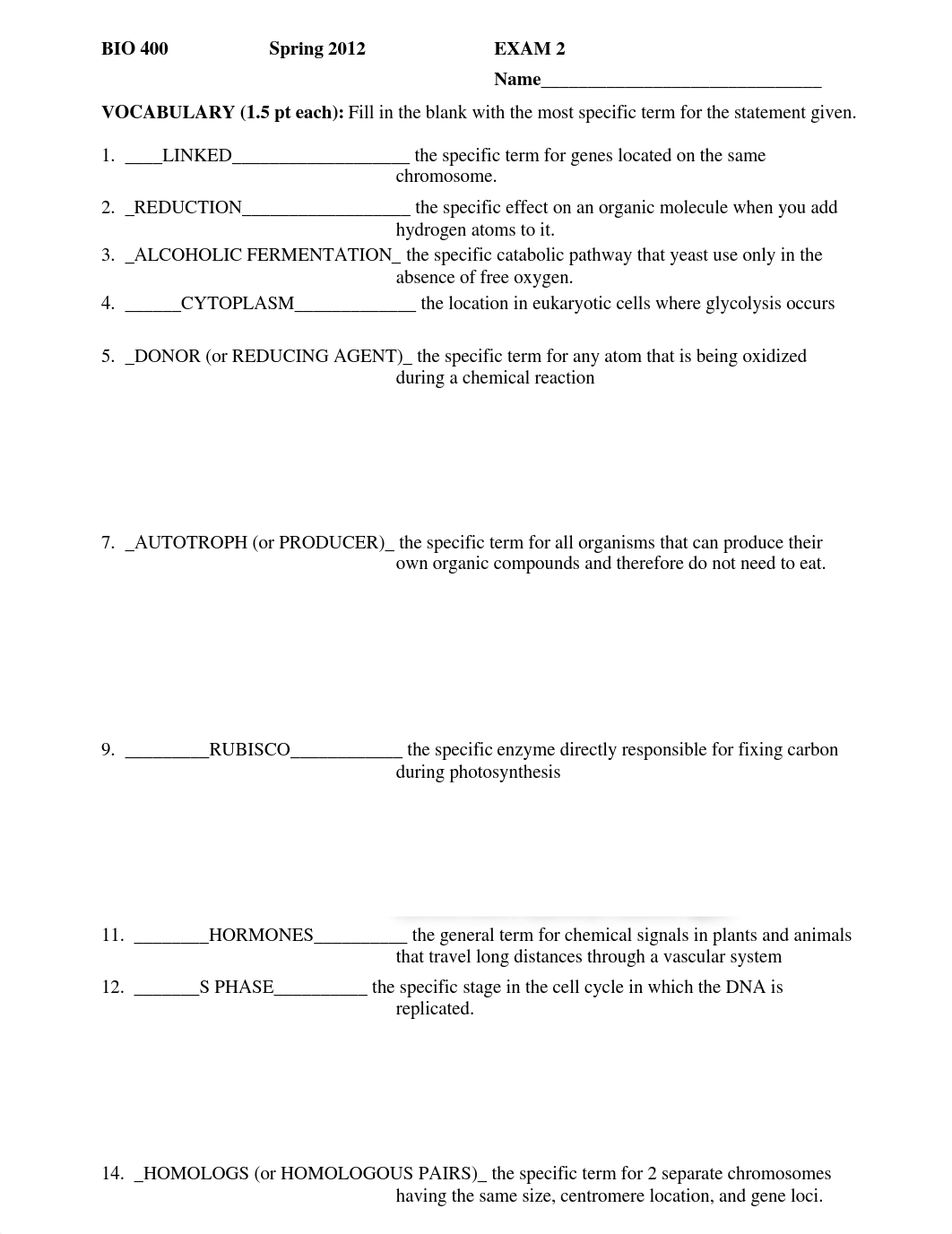 BIO 400 Exam 2 S12 Key_dyss1zz17zz_page1