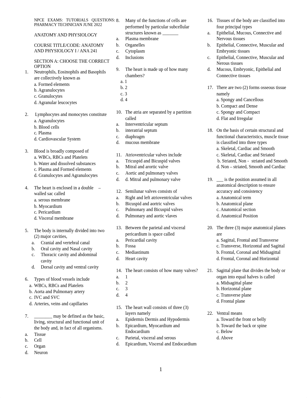 ANATOMY TUTORIAL QUESTIONS JUNE 2022  NPCE EXAM.pdf_dytbe0v3p6h_page1