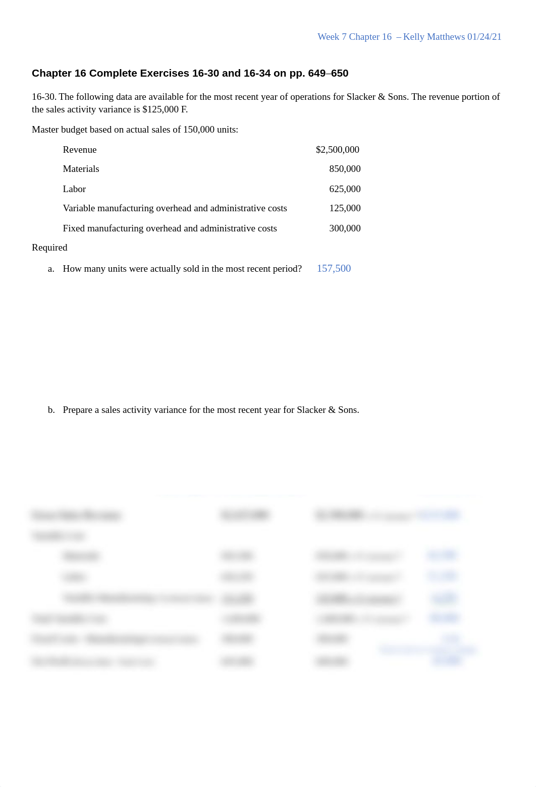 Week 7 Assignment Chapter 16 Variance Analysis - Kelly Matthews.pdf_dytt34c6tuq_page1