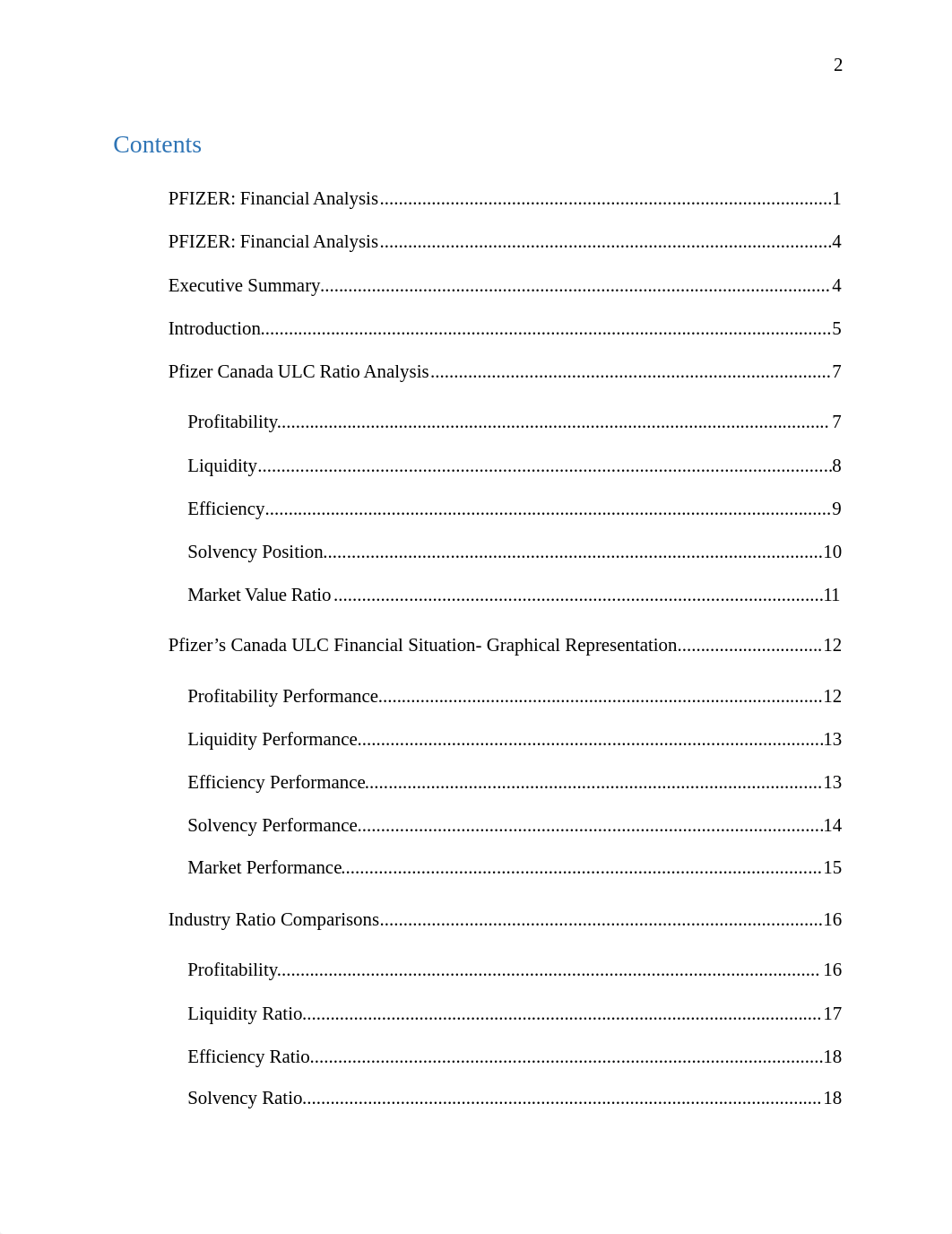 FNCE 623- Pfizer Financial Analysis Team Report - TOC.docx_dyusb7w3qw6_page2