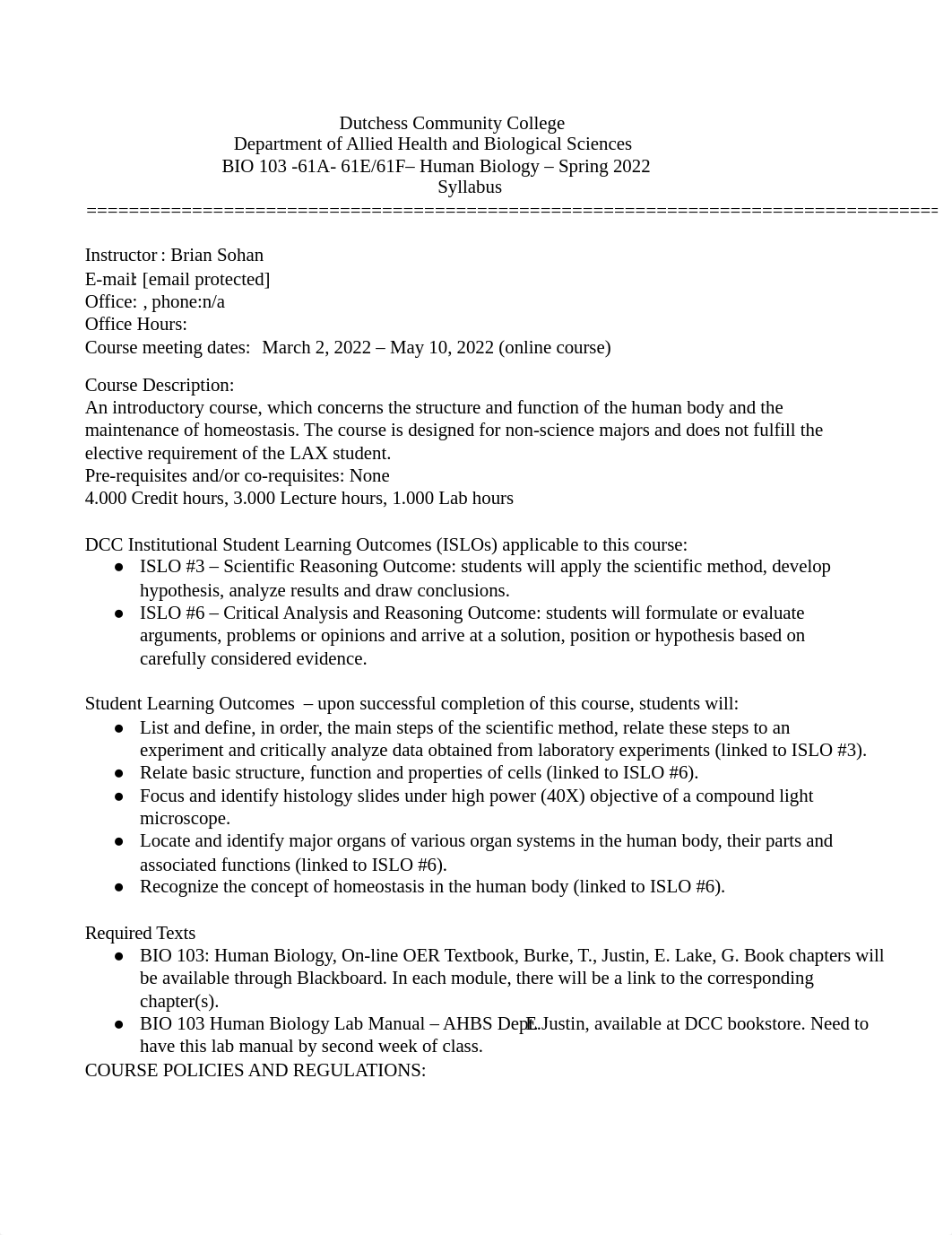 BIO 103 syllabus spring bio103-61A Spring 2022.docx_dyv2amo3s19_page1