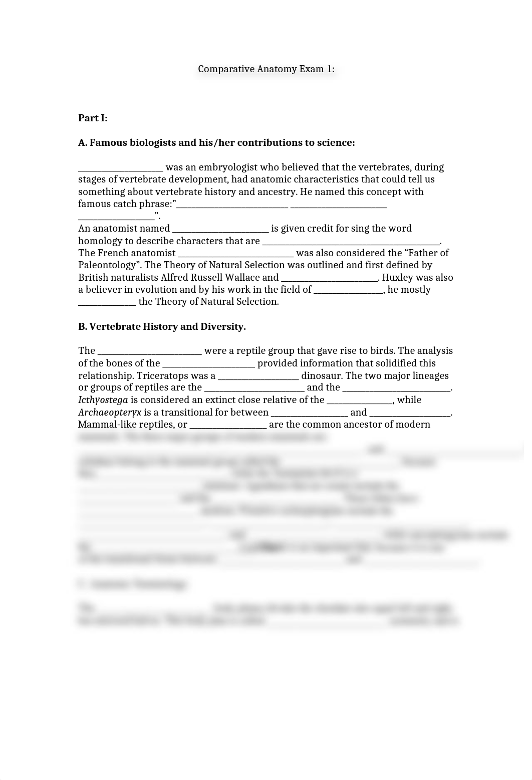 Comparative Anatomy Exam 1_dyv4fhlb4ui_page1