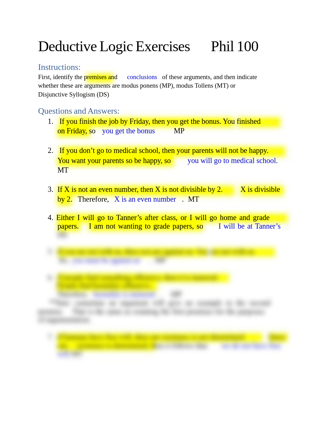 Deductive Logic Exercises Phil 100 Shell Fall 2016 KEY.pdf_dyvlkykbaa8_page1