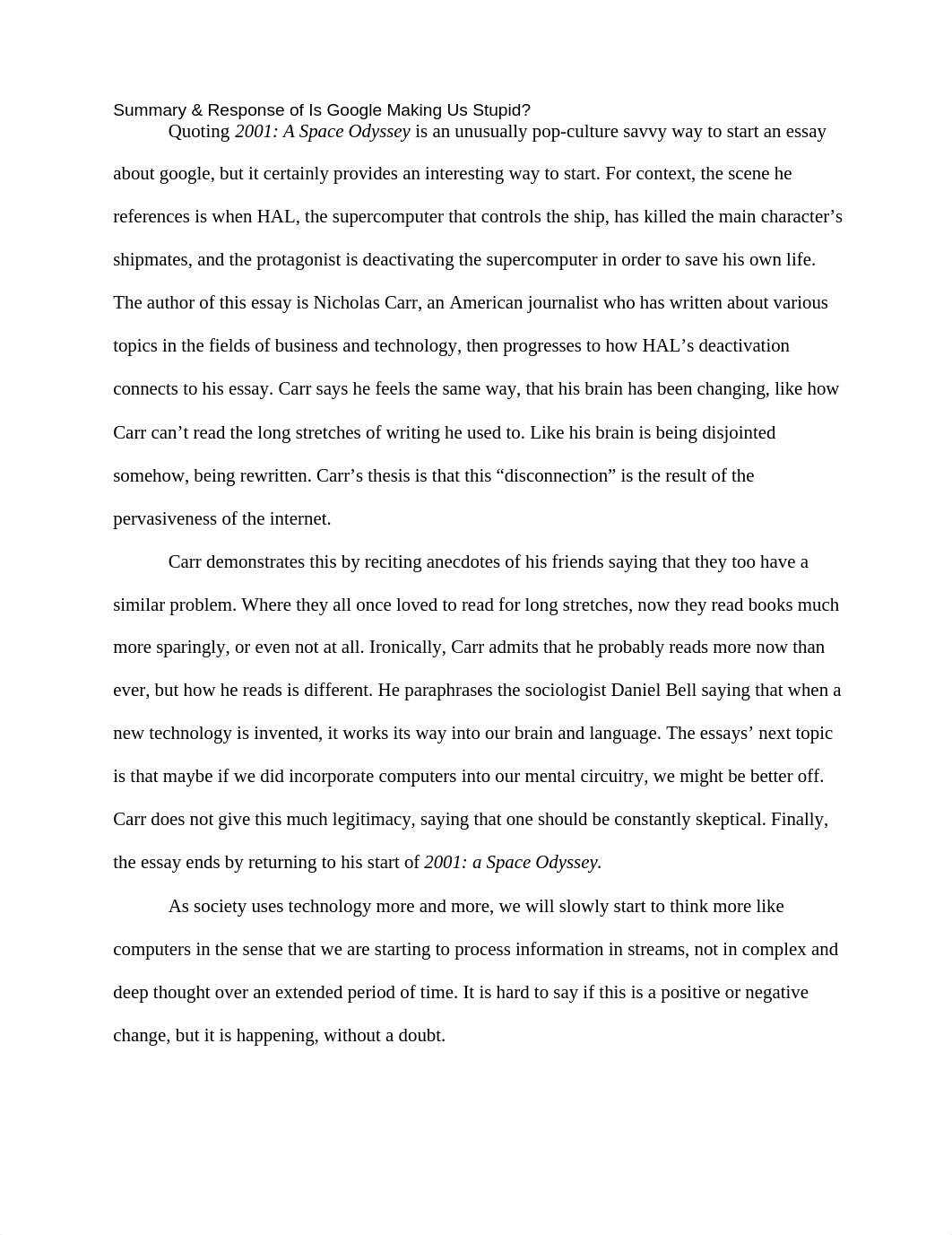 Summary & Response: Is Google Making Us Stupid?_dyvryybhx2y_page1