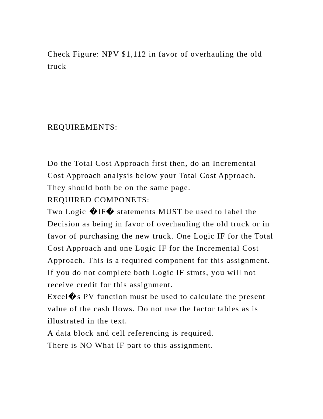 Check Figure NPV $1,112 in favor of overhauling the old truck.docx_dyw3287578y_page2