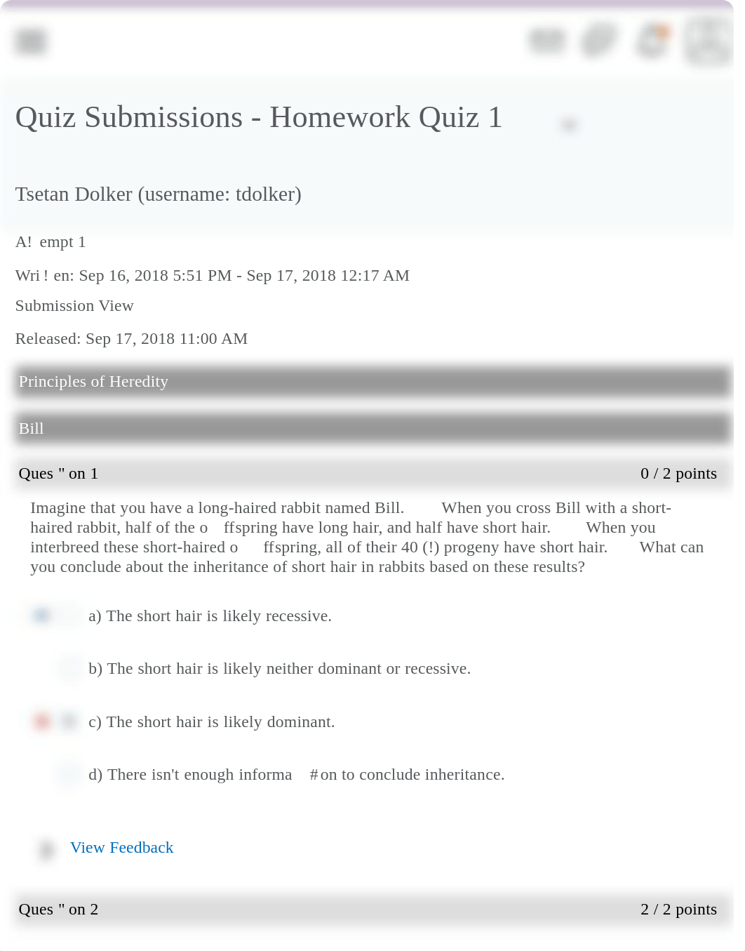 Homework Quiz 1 - BIOL3444 D01 Genetics with Lab (2018Fall) - St. Catherine Unive.pdf_dywakacxxcz_page1