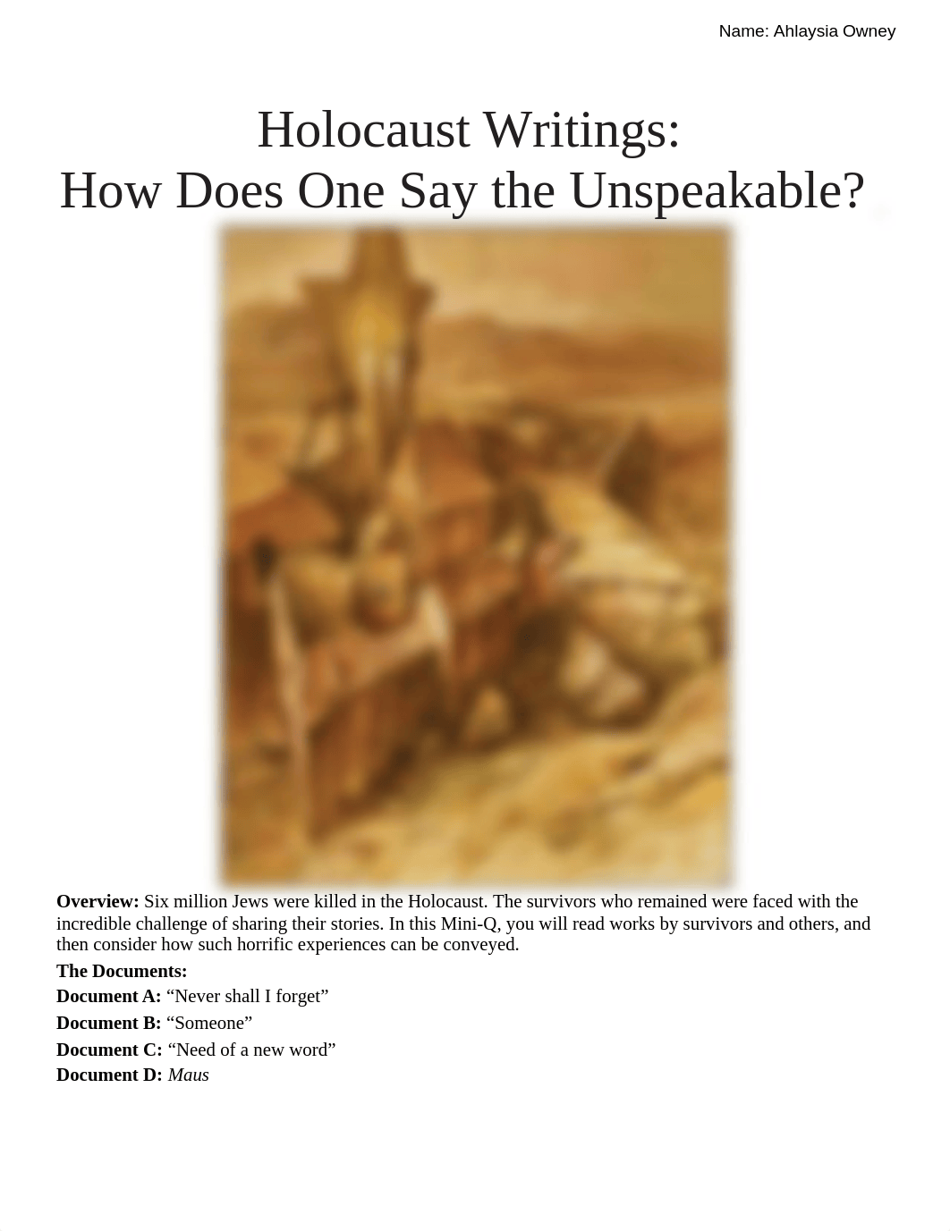 Ahlaysia Owney - 01 - Holocaust Writings_  How Does One Say the Unspeakable_.docx_dywprx7joke_page1