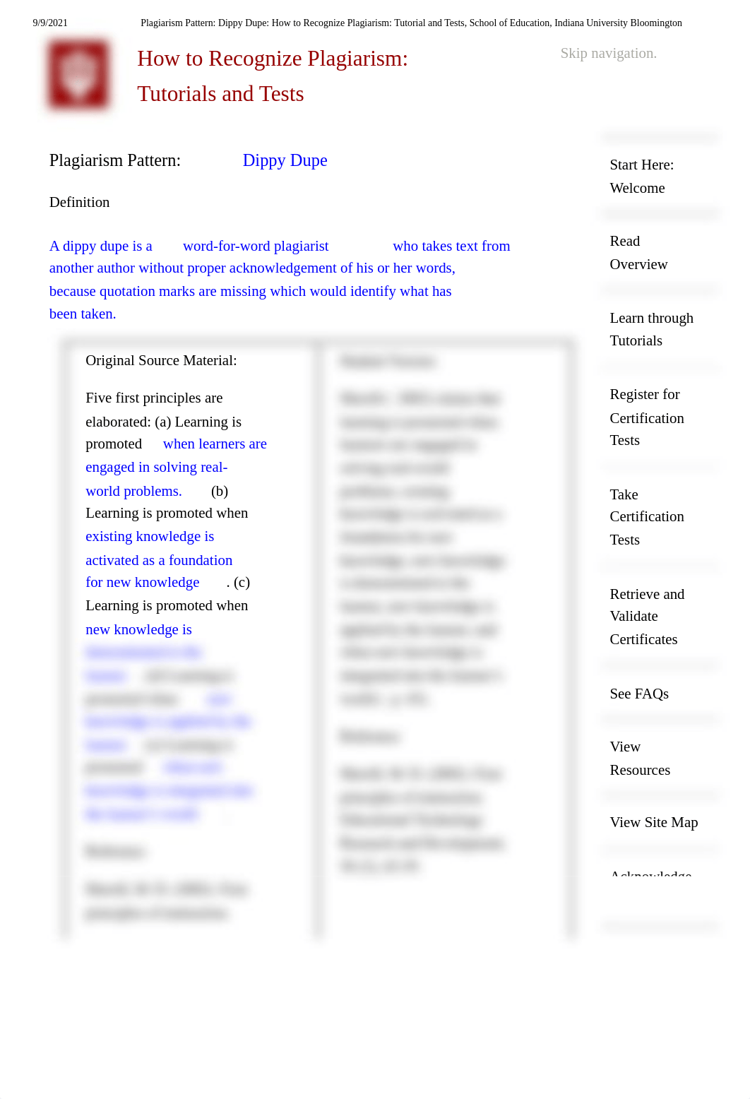 Plagiarism Pattern_ Dippy Dupe_ How to Recognize Plagiarism_ Tutorial and Tests, School of Education_dyx1jr7fj15_page1