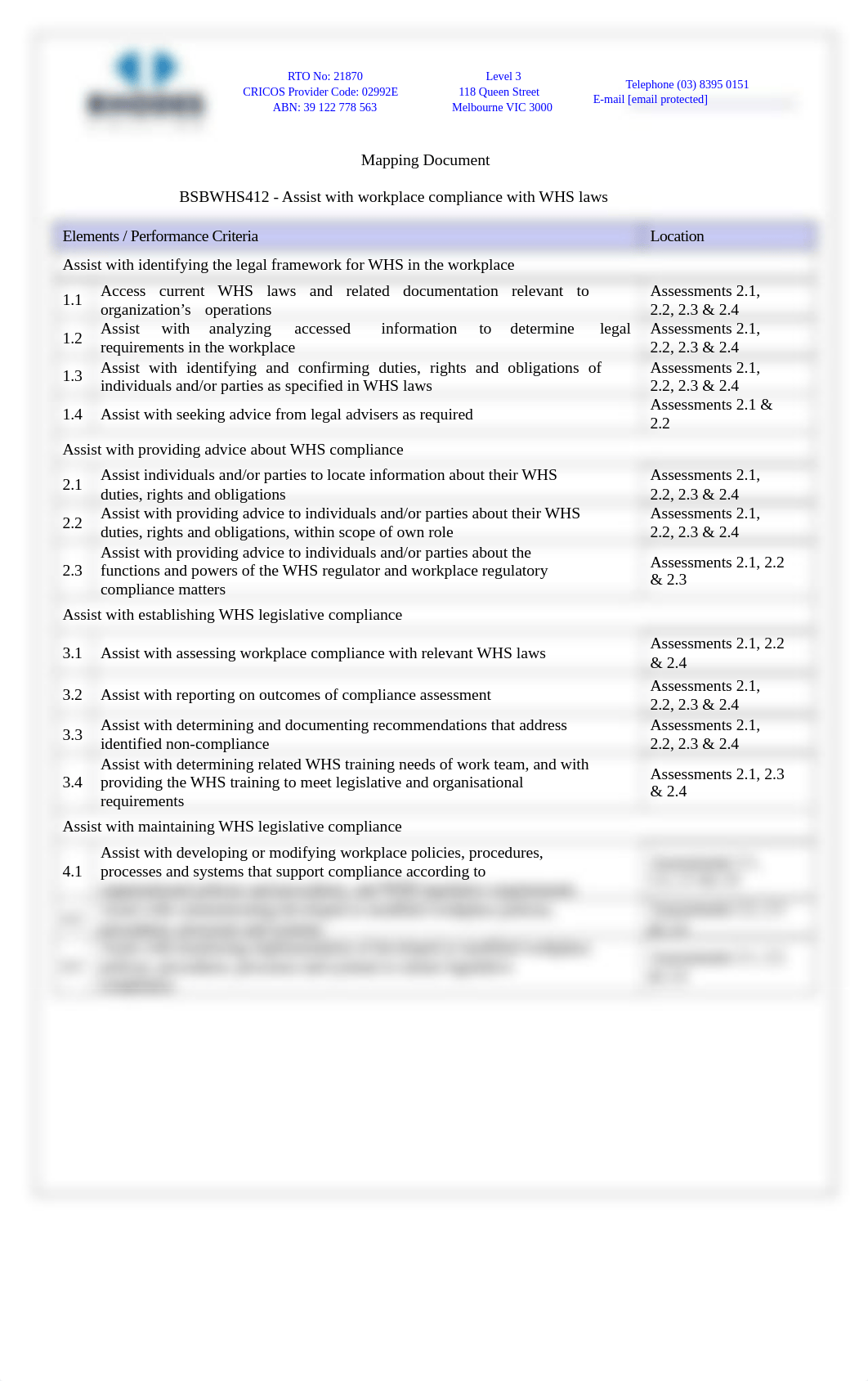 Mapping - BSBWHS412 - Assist with workplace compliance with WHS laws v Feb 2021.pdf_dyx4s90hz3f_page1