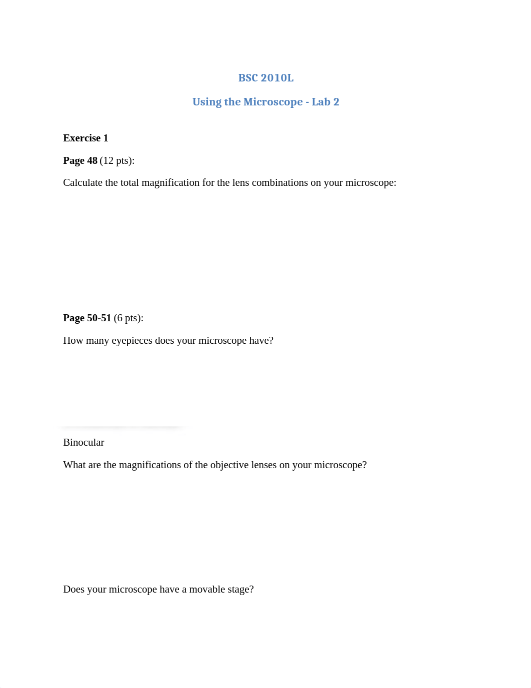 BSC 2010L Lab 2 (Microscope) Questions (1)_dyx5aipdpzg_page1