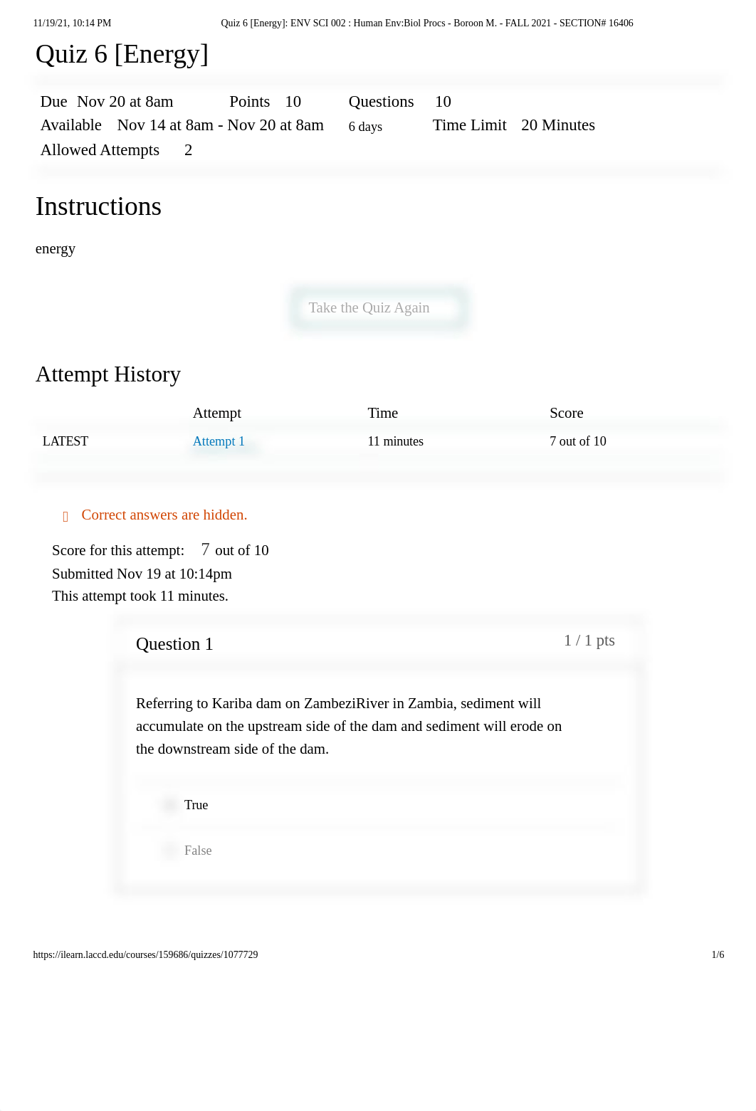 Quiz 6 [Energy]_ ENV SCI 002 _ Human Env_Biol Procs - Boroon M. - FALL 2021 - SECTION# 16406.pdf_dyx8bwp1nou_page1