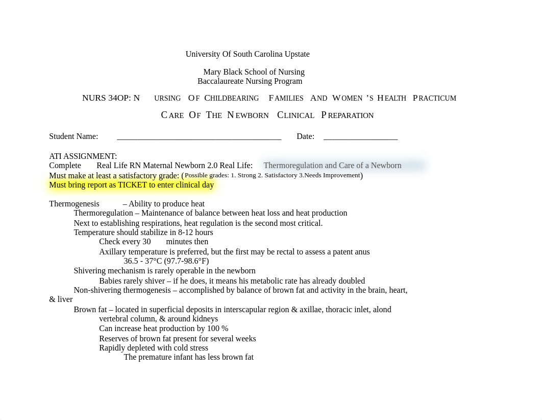 Clinical #4 CARE OF THE NEWBORN CLINICAL PREPARATION (1).docx_dyx97qjfm90_page1