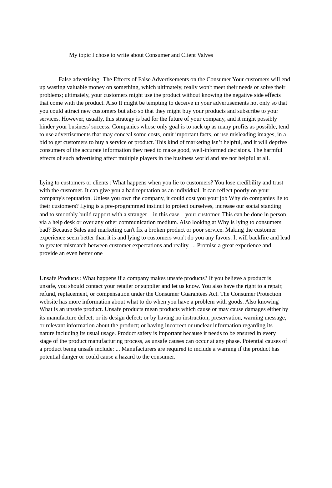 My topic I chose to write about Consumer and Client Values part 3 week 4.docx_dyzo1bqroes_page2