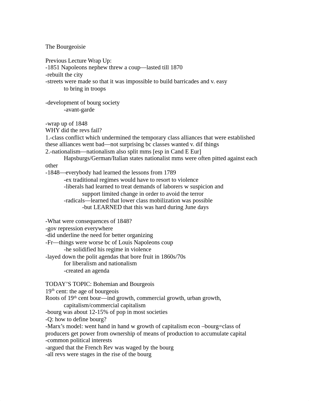 The European Bourgeoisie in the age of Industrial Revolution Class Notes_dz102z2s6t9_page1