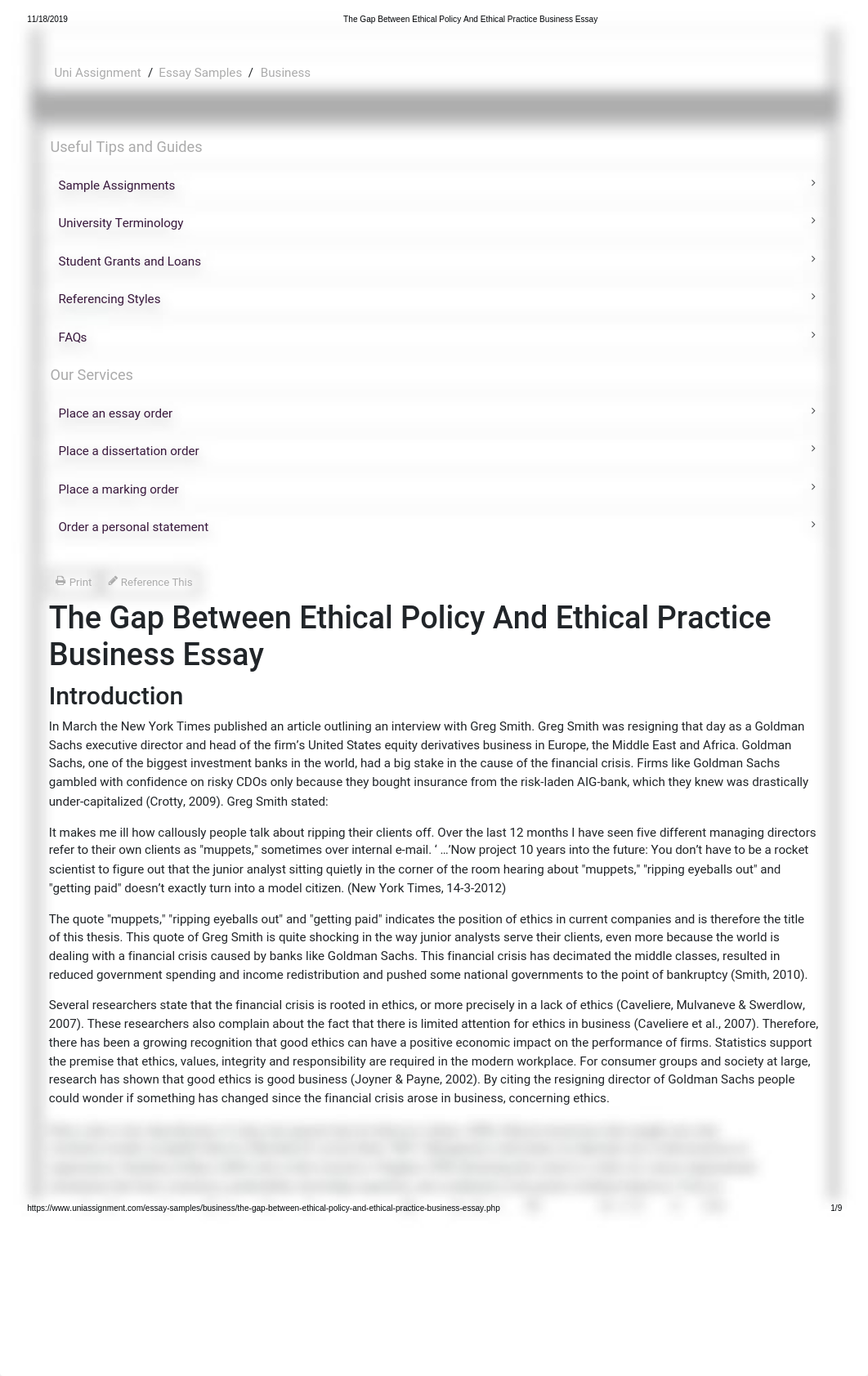 The Gap Between Ethical Policy And Ethical Practice Business Essay.pdf_dz1kyml41am_page1