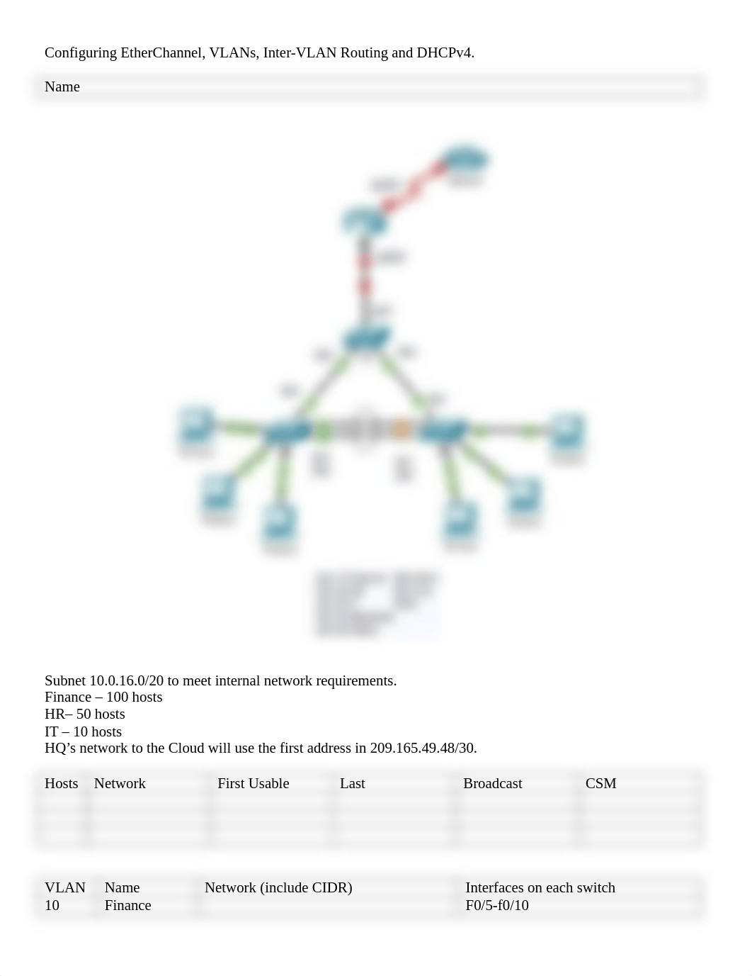 Configuring EtherChannel and VLAN and Intervlan routing and DHCPv4.docx_dz1rerxtu60_page1